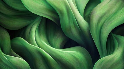 Green and Dark Waves Abstract Texture Background. Generative AI
