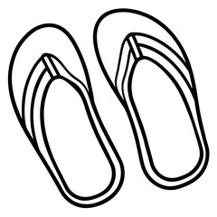 Minimalist Beach Slippers Line Art Vector Icon