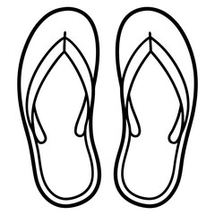 Minimalist Beach Slippers Line Art Vector Icon