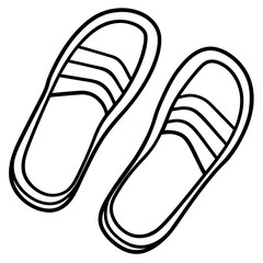 Minimalist Beach Slippers Line Art Vector Icon