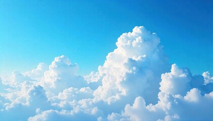 Serene Azure Sky Fluffy Cumulus Clouds Drifting Across a Vast Expanse, Creating a Peaceful and Tranquil Atmosphere Perfect for Travel and Nature Projects