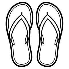 Minimalist Beach Slippers Line Art Vector Icon