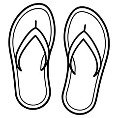 Minimalist Beach Slippers Line Art Vector Icon