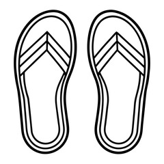 Minimalist Beach Slippers Line Art Vector Icon