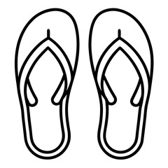 Minimalist Beach Slippers Line Art Vector Icon