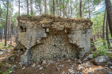 The scenic views of Idebessos, which was an ancient city in Lycia, located at the foot of the Bey Mountains to the west of the Alakır river valley, in Kumluca, Antalya, Turkey