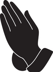 Obraz premium The classic side profile of two hands pressed together in prayer or contemplation vector silhouette art on white background