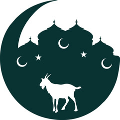 Illustration of Eid al-Fitr and Eid al-Adha icons, various sacrificial animals with transparent backgrounds as per design needs