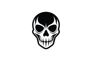 Fototapeta premium Spooky Skull Line Art Design on White Background