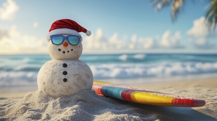 Tropical Christmas Delight A Sandman's Surf Adventure on a Sunny Beach