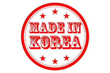 MADE IN KOREA - MADE IN KOREA text written on Red Rubber Stamp 
