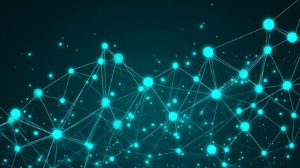 Abstract Network Connection Glowing Nodes Lines Teal