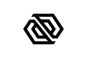 A black and white geometric logo design featuring interlocking hexagons