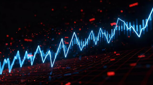 Blue zig zag pattern with blue chart behind