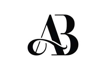 A stylized monogram of the letters a and b in black on a white background