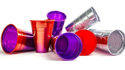 Colorful Metallic Party Cups Stacked Closeup