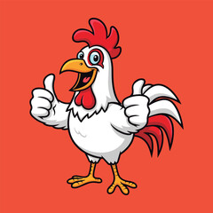Happy Cartoon Rooster Giving Thumbs Up.
