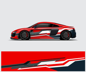 Naklejka premium Red and White Stripe Car Wrap – Sporty Vector Design for Racing Cars