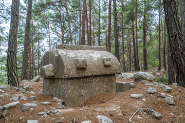 The scenic views of Idebessos, which was an ancient city in Lycia, located at the foot of the Bey Mountains to the west of the Alakır river valley, in Kumluca, Antalya, Turkey