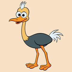 ostrich cartoon coloring page