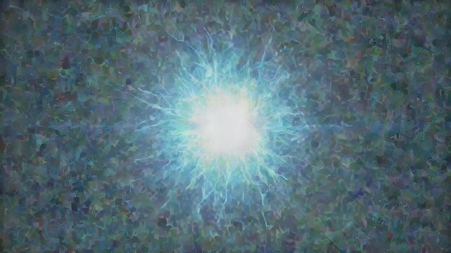 An abstract digital energy burst rotating and electrocute