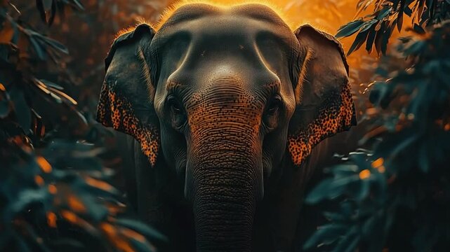  indian elephant close-up at jim corbett sunset video