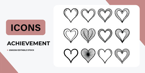 Elegant Hand-Drawn Heart Icons