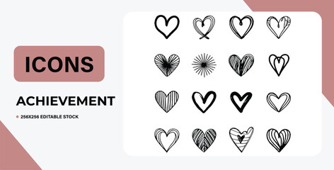 Elegant Hand-Drawn Heart Icons
