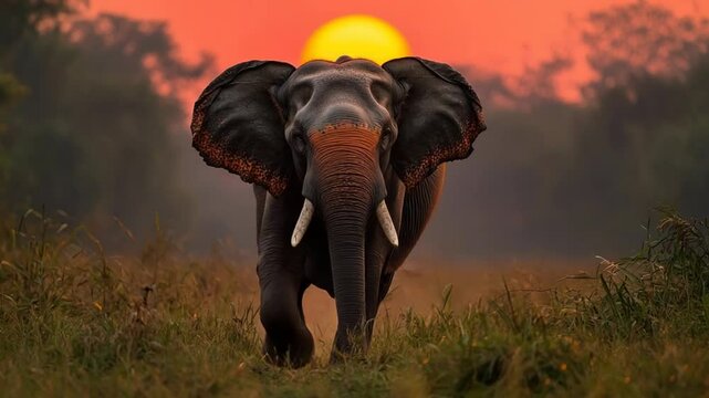  indian elephant close-up at jim corbett sunset video