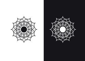 black and white background with floral elements