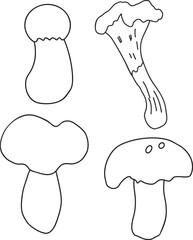 Mushroom outline vector illustration Food line art Great for menus, cards, coloring books