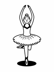 Elegant Ballerina in a Classic Pose Line Art Illustration