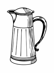 Vintage Coffee or Tea Pitcher Illustration Elegant Retro Design