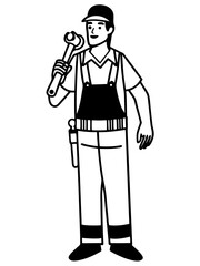 Skilled Mechanic Illustration Repairman with Tools
