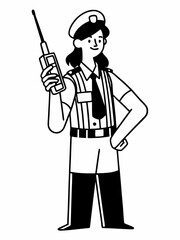 Female Security Guard Illustration Protecting and Serving