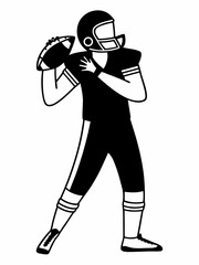 American Football Quarterback Ready to Throw  Action Pose Illustration