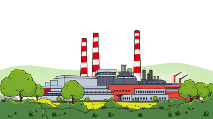 Photo of nuclear power plant isolated on transparent background