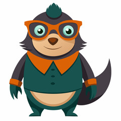 mole wearing glasses vector illustration, animal, isolated on white background