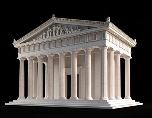 Obraz premium Ancient Greek Temple Model Detailed Architectural Render of a Classical Structure with Columns and Frieze