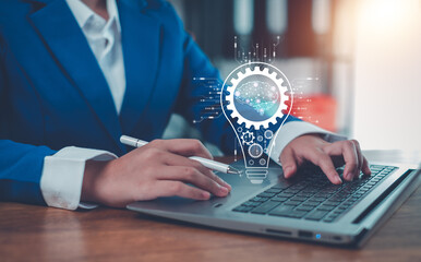 Idea thinking processes and psychology, thinking concept. Machine learning and artificial...