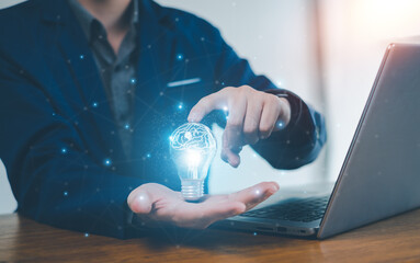 Idea thinking processes and psychology, thinking concept. Machine learning and artificial...