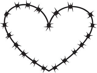Black Barbed Heart Silhouette Vector – Dark Love Concept Art Illustration