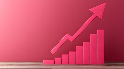 Pink Upward Trend Graph, Business Growth Success Chart