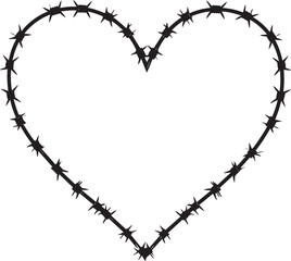 Black Barbed Heart Silhouette Vector – Dark Love Concept Art Illustration