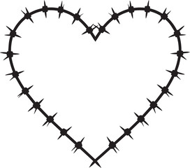 Black Barbed Heart Silhouette Vector – Dark Love Concept Art Illustration