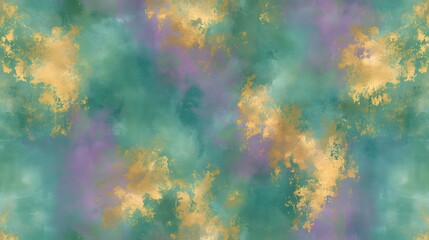 Abstract Teal Purple Gold Texture Background Seamless Pattern