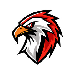 Obraz premium Aggressive eagle head mascot logo design with red and white feathers