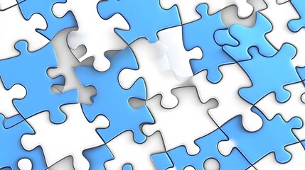 Abstract Blue White Puzzle Pieces Background