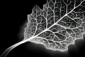 leaf on black background