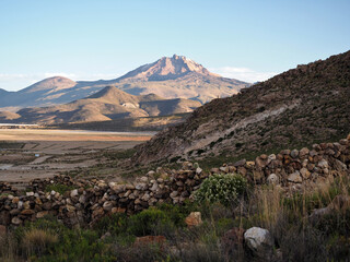 View of the crater of the Tunupa volcano, above the Salar de Uyuni, in Bolivia